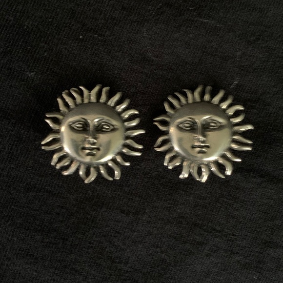 925 Mexican Silver Sunshine Clip On Earrings - Picture 2 of 4